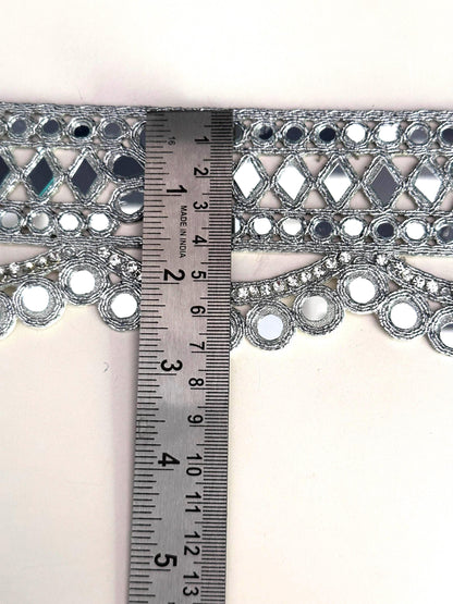 Crystal Zircon Lace Trim Silver