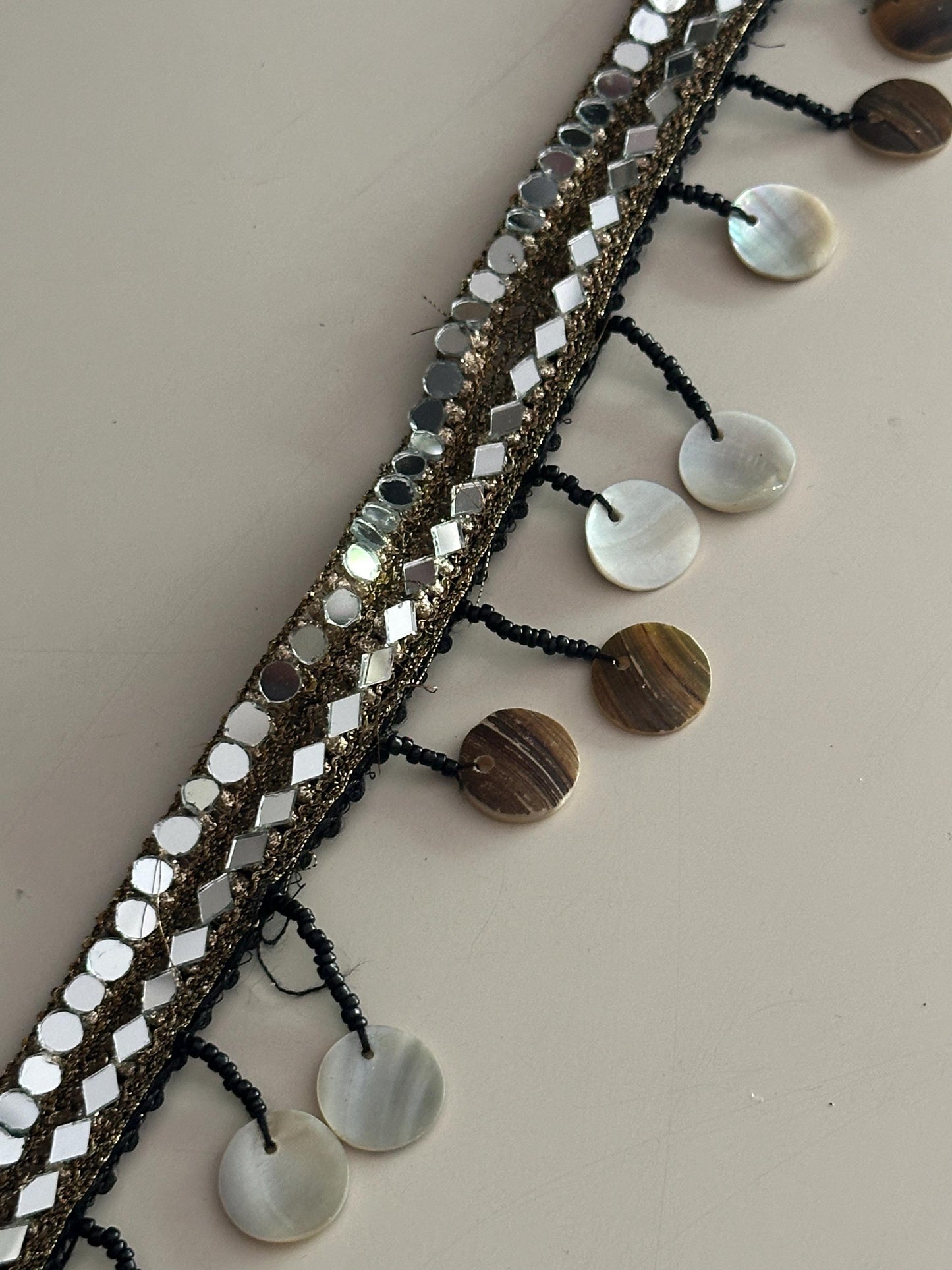 Mirror Sequin Shell Trim Boho Reflective Border for Costume Dancewear Resort Wear Belly Dance Festival Fashion