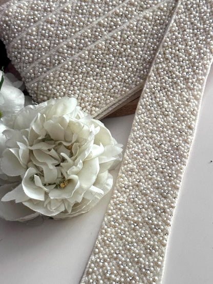 Pearl and Rhinestone Beaded Trim
