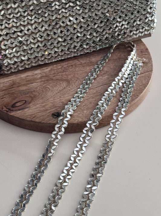 Luxury Gold Mirror Crystal Trim Narrow Handcrafted Metallic Ribbon for Designer Fashion Accessory Decor Wedding Dress Bridal Choker Jewelry