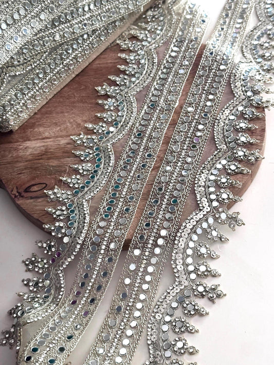 Crystal Mirror Zircon Sequin Trim Gold