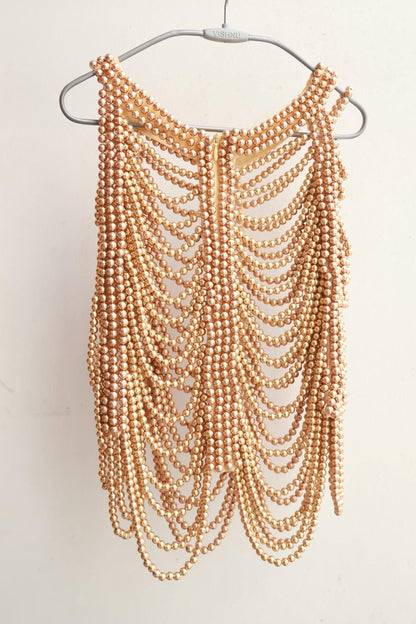 Gunmetal Beaded Shoulder Cape Handmade Fringe Capelet for Dresses Statement Shoulder Jewelry Evening Dress Accessory Body Jwellery One Size