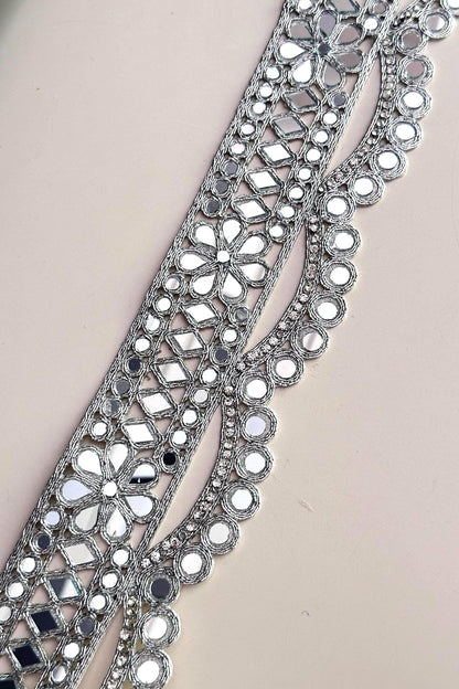 Crystal Zircon Lace Trim Silver
