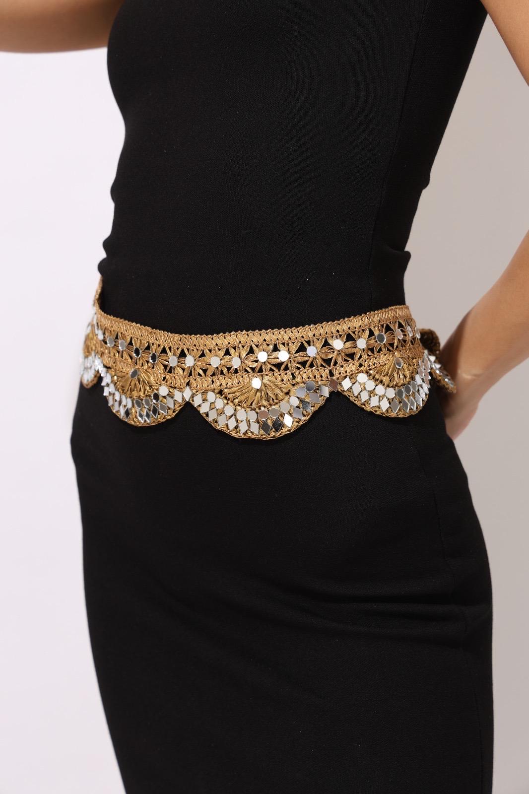 Boho Lace Festival Choker and Belt Set – Gothic Silver and Gold Jewelry – Handmade Bohemian Neck & Waist Accessory