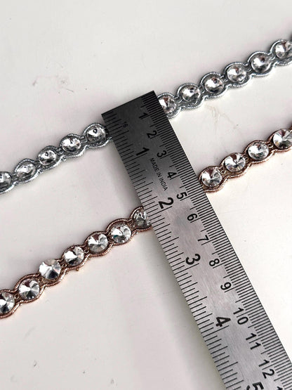 Silver Rose Gold Rhinestone Chain Trim Crystal Cup Chain for Costume Edging Lace Jewelry Design Making Bridal Decor Ribbo DIY Sewing Project