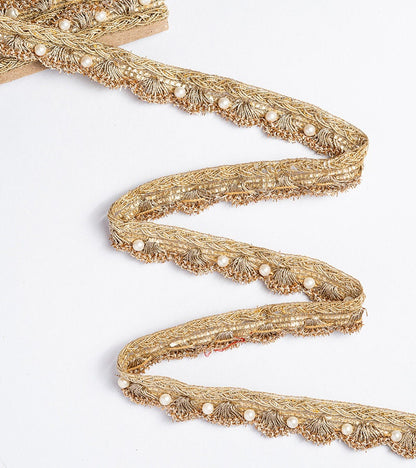 Pearl Bead Scallop Tassel Trim Indian Embroidery Crafting Lace Sew-On Trim
