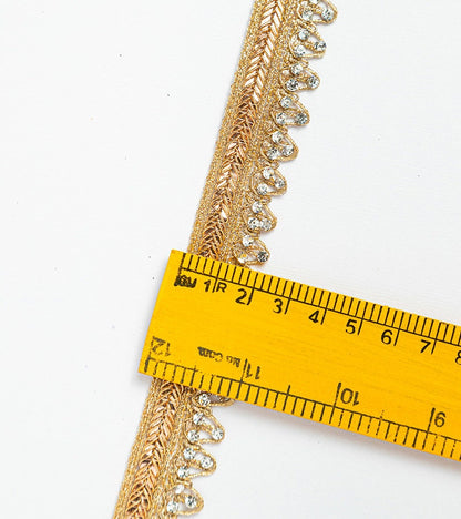 Indian Metallic Lace With Rhinestone Shiny Lace Edging Trim For Sari Border Dupatta Trim