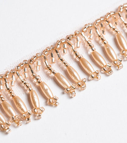 Pearl Rose Gold Cut Dana Tassel Ribbon 2cm Crystal Ribbon Decorative Tassel