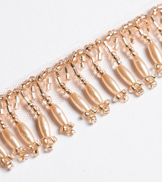 Pearl Rose Gold Cut Dana Tassel Ribbon 2cm Crystal Ribbon Decorative Tassel