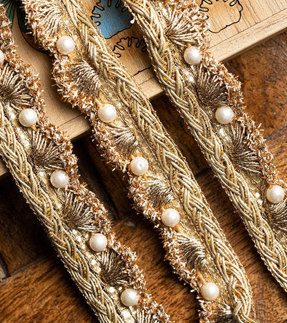 Pearl Bead Scallop Tassel Trim Indian Embroidery Crafting Lace Sew-On Trim