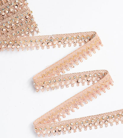 1 Yard Pearl Seed Beads and zircon Lace Trim