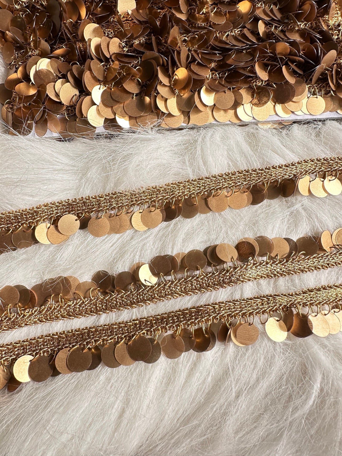 Metal Tassel Lace Coin Beaded Trim 3cm Edging Lace Costume Trim For Beach Outfit , Boho Tassel Fringe