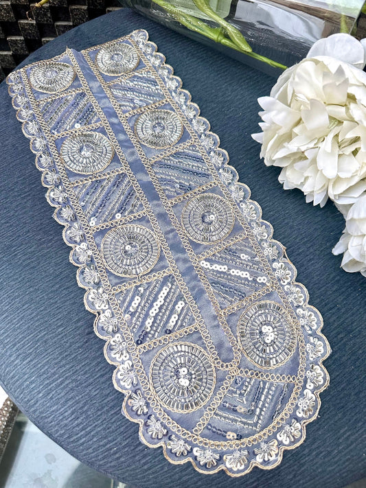 Neckline Patch Zircon Glass Bead Minimalist Glittery Design Applique