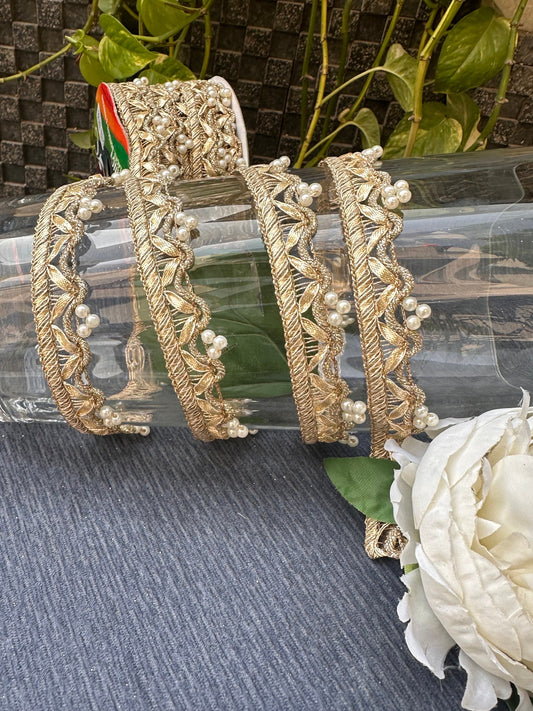Gold Pearl Fabric Trim Bridal Edging Dupatta Lace Wedding Dress Costume Accessory DIY Crafting Sew On Trim