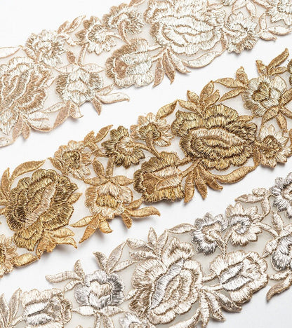 Gold zari threadwork  lace trim wedding trim saree border dupatta edgings and trims