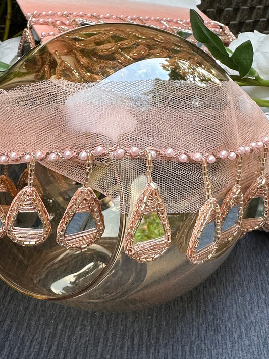Indian Glass Bead Boho Mirror Tassel Fringe Lace Trim 4.5cm Drop Belly Dance
