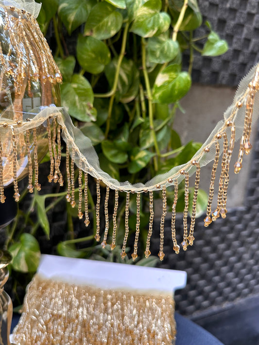 Glass Bead Decorative Tassel Heavy Boho Tassel Wave Crystal Drape Tassel Trim