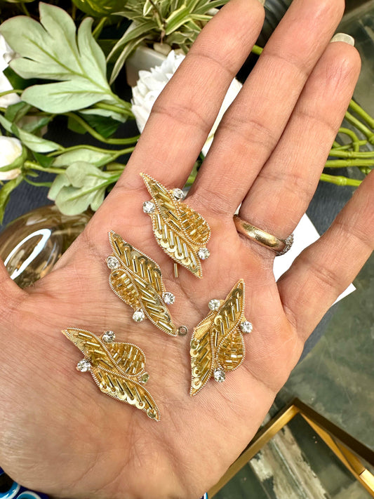 Handmade Bullion Applique Patch Metallic Zircon Zardosi Embellished Headband Accessory