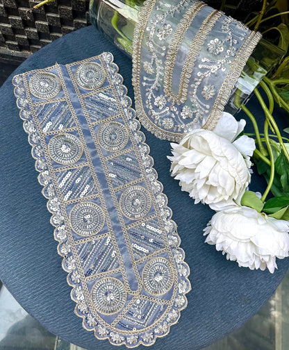 Neckline Patch Zircon Glass Bead Minimalist Glittery Design Applique