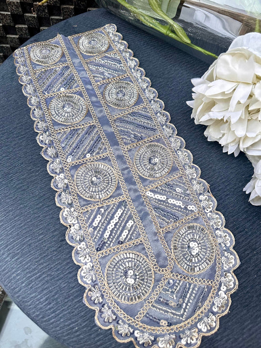 Neckline Patch Zircon Glass Bead Minimalist Glittery Design Applique