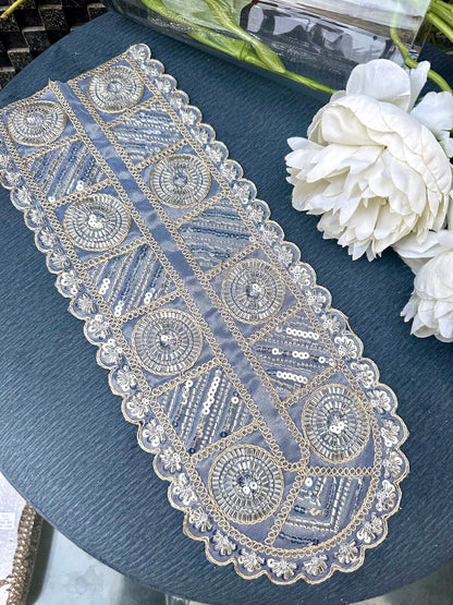 Neckline Patch Zircon Glass Bead Minimalist Glittery Design Applique