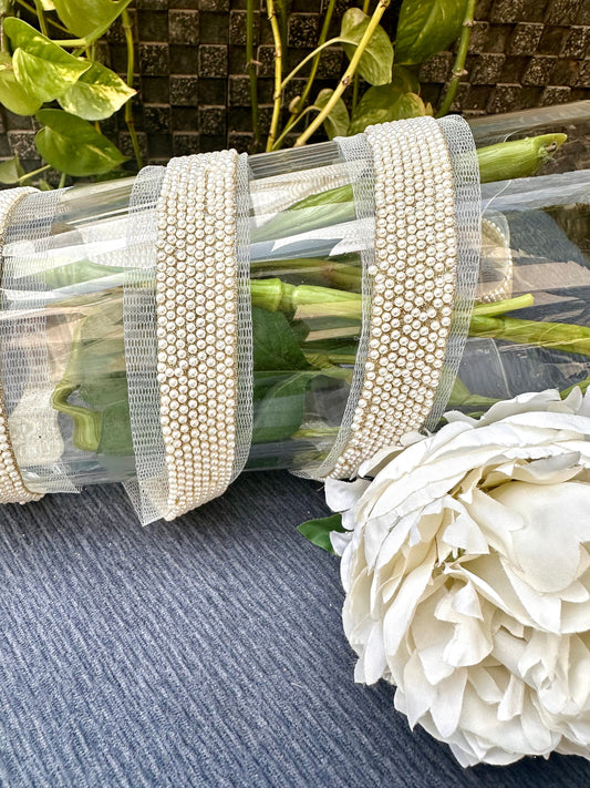 Pearl Seed Bead Embroidery Trim Western Bridal Sash Veil Trim Wedding Dress Lace