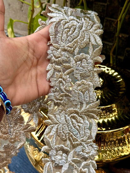 Gold zari threadwork  lace trim wedding trim saree border dupatta edgings and trims