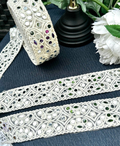 By Yard White Lace Dress Trim Mirror Boho Dress Lace Cotton Fabric Dress Lace  For Beach Wedding Boho Dress up Invites Boho Decor Craft