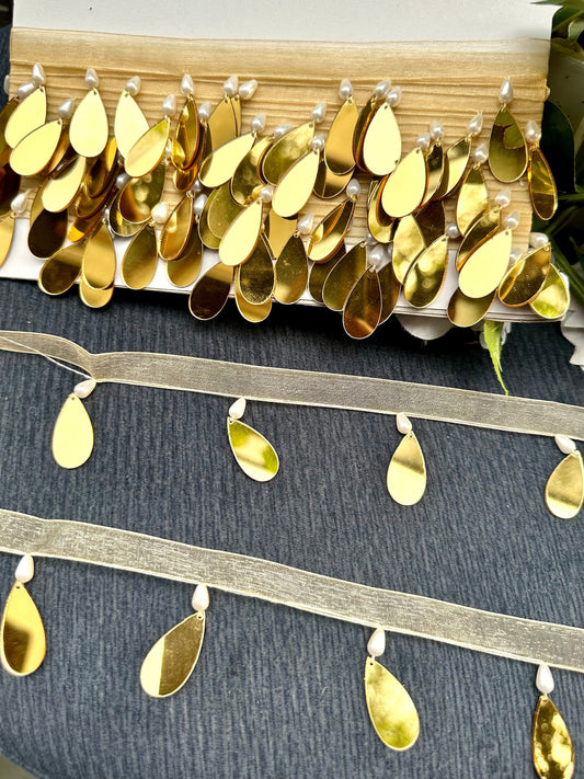 Pearl TearDrop Decorative Tassel Real Mirror Trim Wedding Dress Decorative Tassel