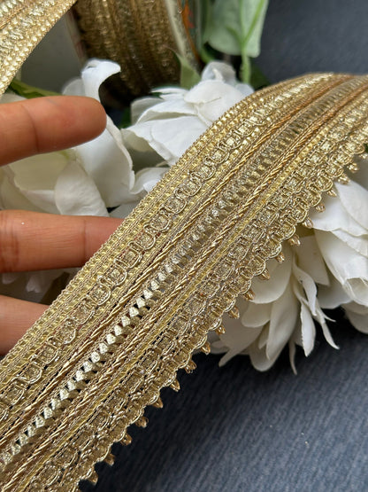 Handmade Metallic Lace Sequin Trim 4cm Indian Decorative Zari Band