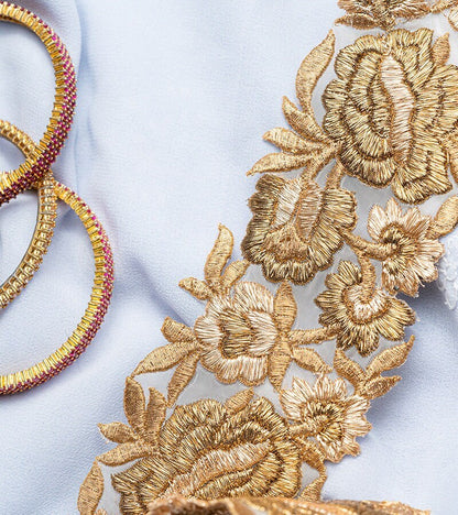 Gold zari threadwork  lace trim wedding trim saree border dupatta edgings and trims
