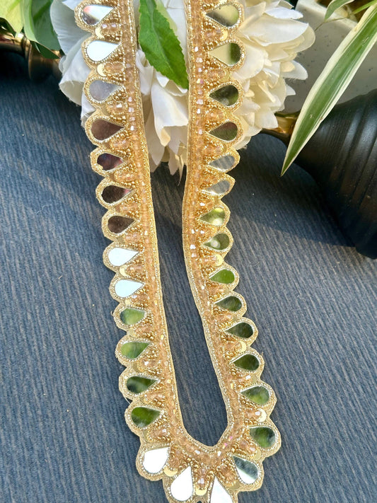 Neckline Patch Applique Minimalist Boho Style Gold Mirror Handmade Applique