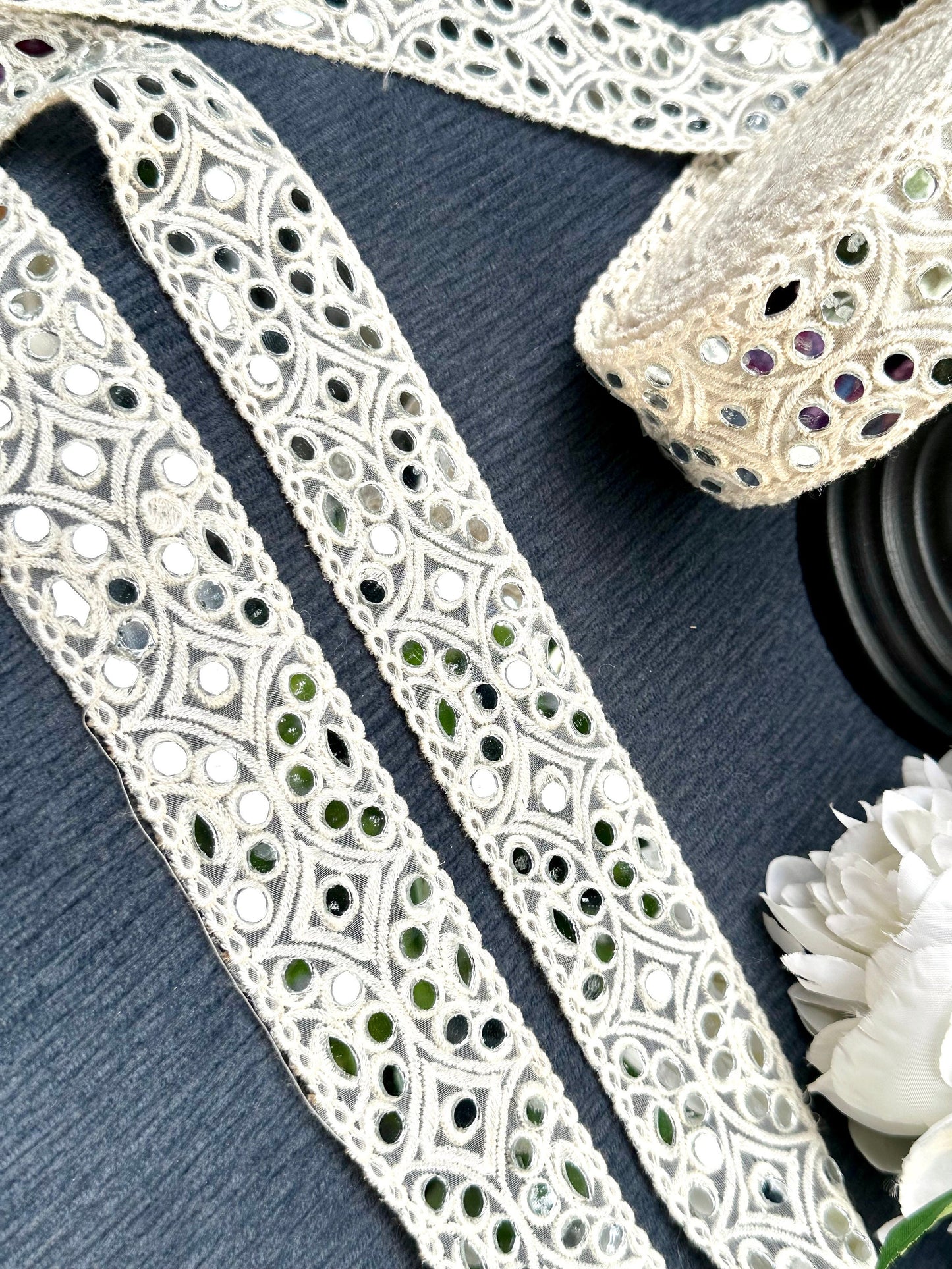 By Yard White Lace Dress Trim Mirror Boho Dress Lace Cotton Fabric Dress Lace  For Beach Wedding Boho Dress up Invites Boho Decor Craft
