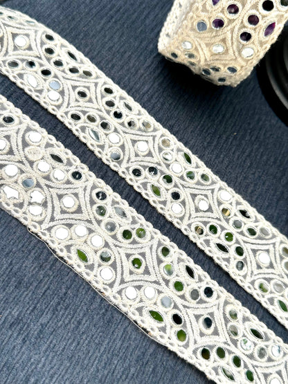 By Yard White Lace Dress Trim Mirror Boho Dress Lace Cotton Fabric Dress Lace  For Beach Wedding Boho Dress up Invites Boho Decor Craft
