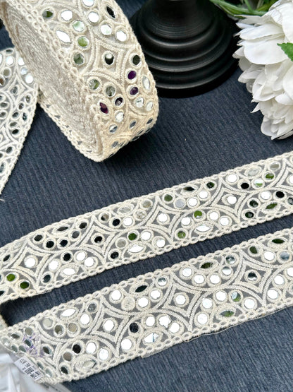 By Yard White Lace Dress Trim Mirror Boho Dress Lace Cotton Fabric Dress Lace  For Beach Wedding Boho Dress up Invites Boho Decor Craft