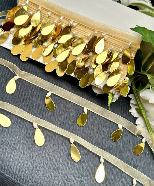 Pearl TearDrop Decorative Tassel Real Mirror Trim Wedding Dress Decorative Tassel