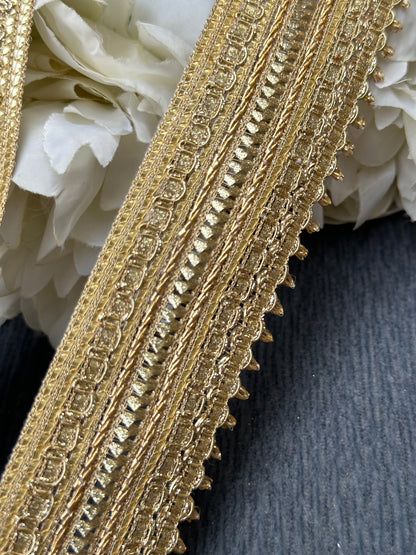 Handmade Metallic Lace Sequin Trim 4cm Indian Decorative Zari Band