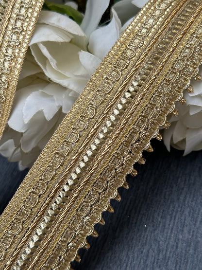 Handmade Metallic Lace Sequin Trim 4cm Indian Decorative Zari Band