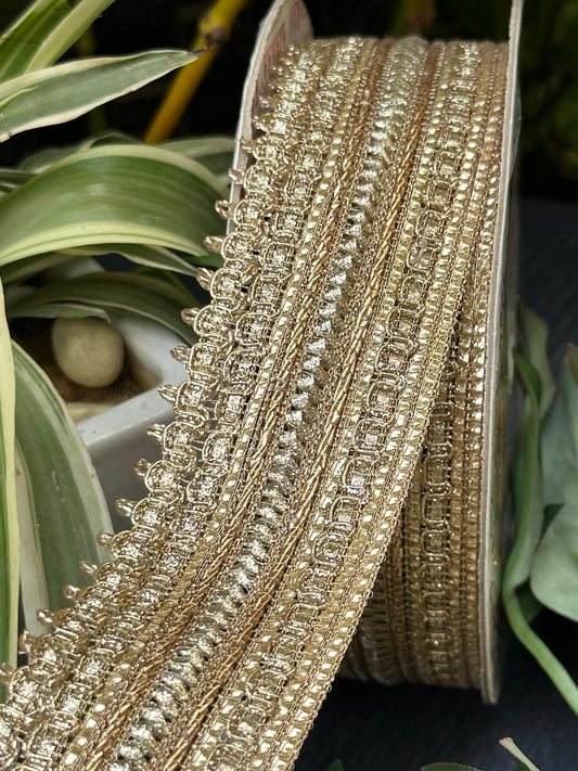 Handmade Metallic Lace Sequin Trim 4cm Indian Decorative Zari Band