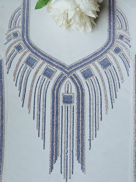 Applique Neckline Patch Zircon Beaded Embroidered Applique