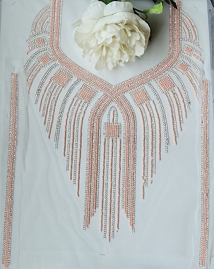 Applique Neckline Patch Zircon Beaded Embroidered Applique