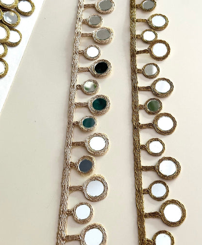 Gold Antique Round Mirror Trim Cutwork Sari Border Wedding Dress