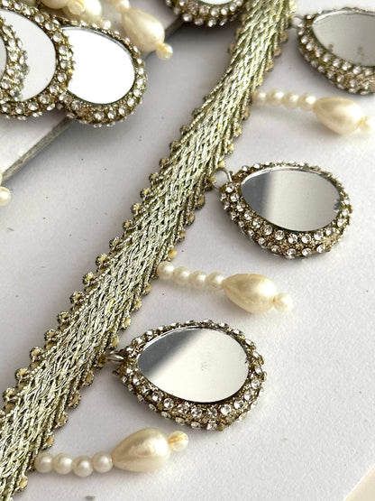 HandCrafted Pearl Decorative Tassel TearDrop Pearl Real Mirror Latkan 5cm