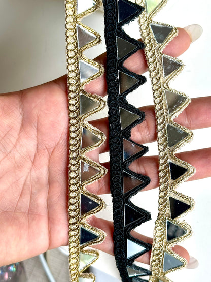 Mirror Trim Geometric Pattern Indian Embroidery Ribbon for Wedding Dress