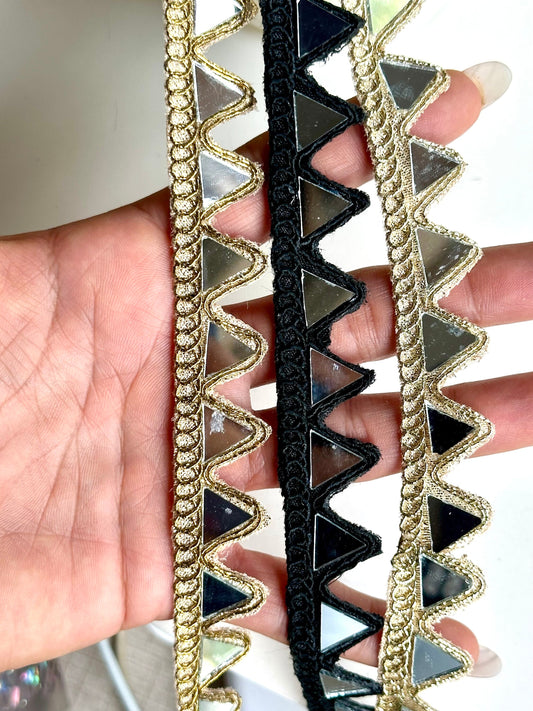 Mirror Trim Geometric Pattern Indian Embroidery Ribbon for Wedding Dress