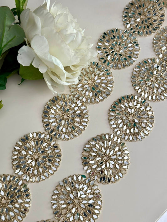 Handcrafted Belt Cutwork Mirror Lace trim Real Mirror Trim For Costume & party festive Dress