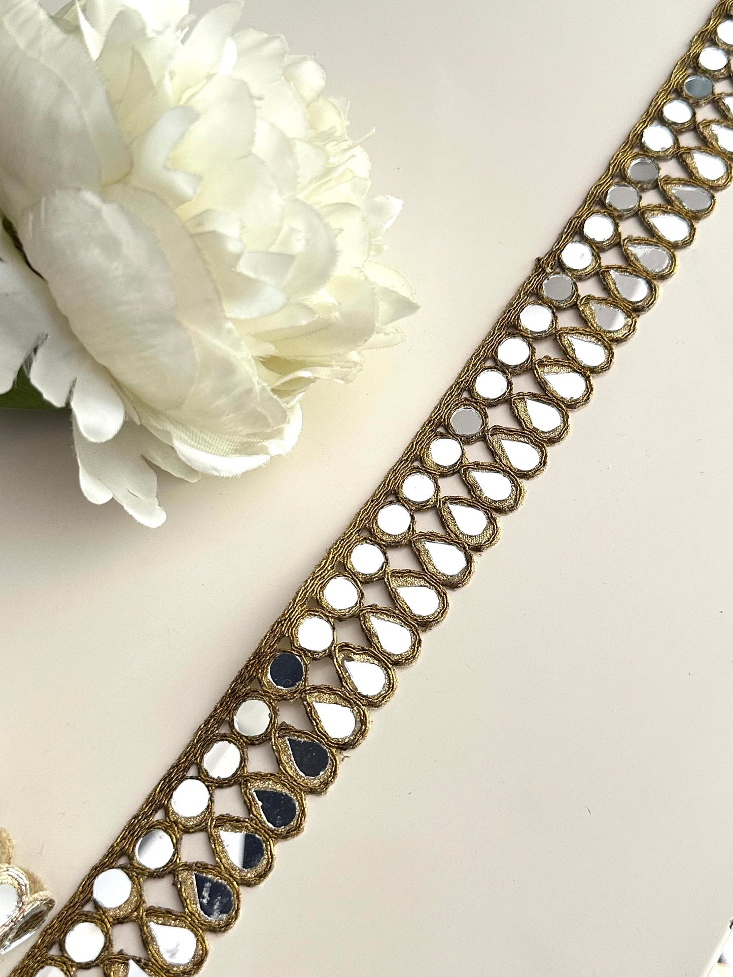 Wedding Dress Decorative TrimmingTear Drop Real Mirror Antique Gold Bridal Belt