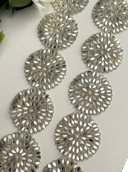 Handcrafted Belt Cutwork Mirror Lace trim Real Mirror Trim For Costume & party festive Dress
