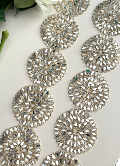 Handcrafted Belt Cutwork Mirror Lace trim Real Mirror Trim For Costume & party festive Dress