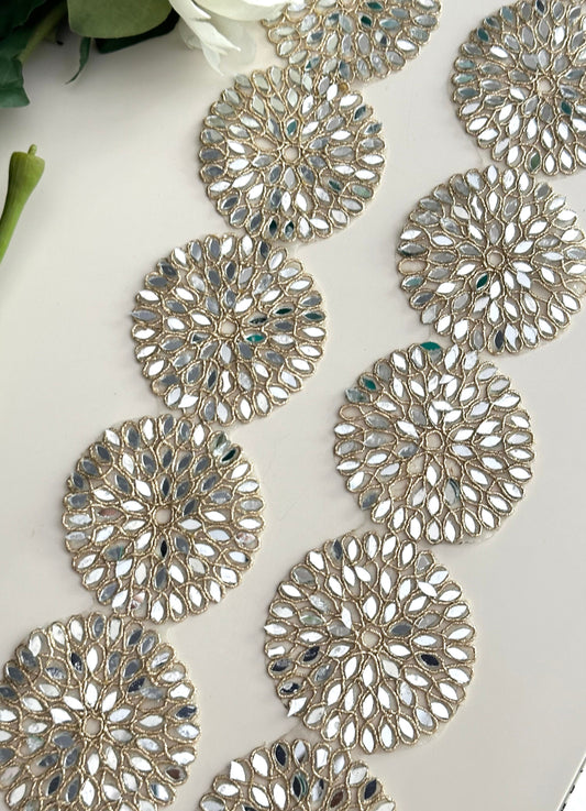 Handcrafted Belt Cutwork Mirror Lace trim Real Mirror Trim For Costume & party festive Dress